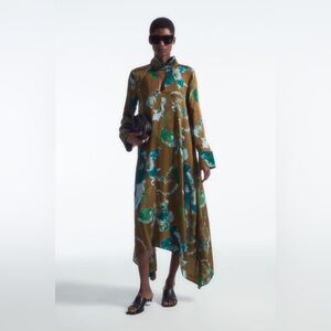 COS asymmetric printed midi dress